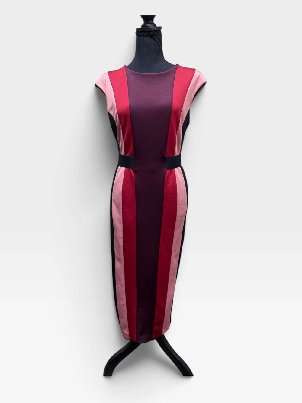 New York & Company Small Pink Burgundy Black Colorblock Sheath Dress